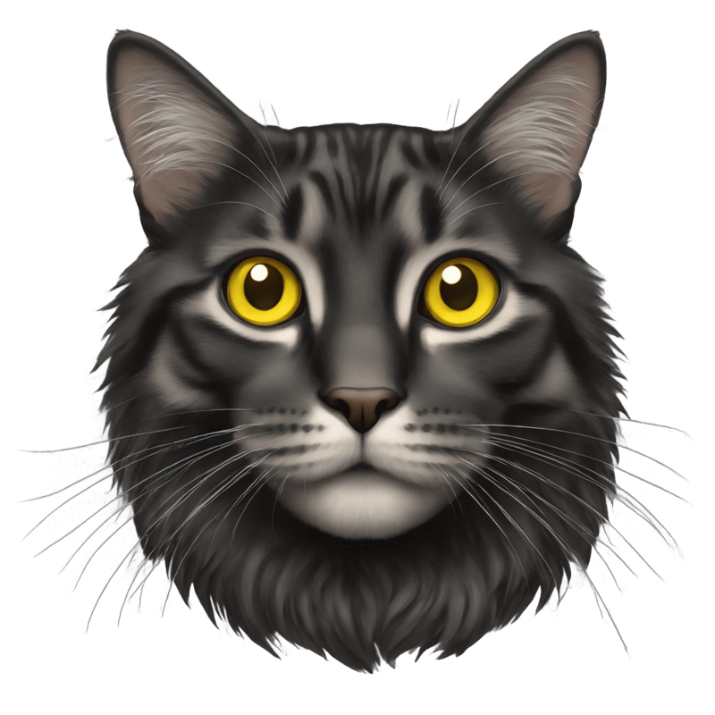 Black longhair tabby with yellow eyes