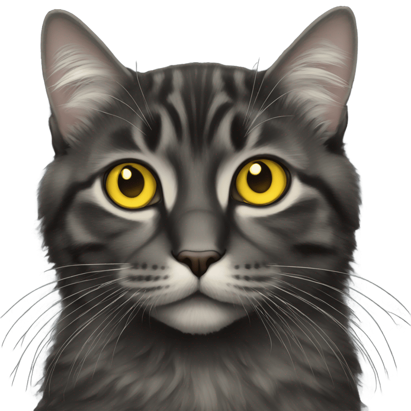 Black longhair tabby with yellow eyes