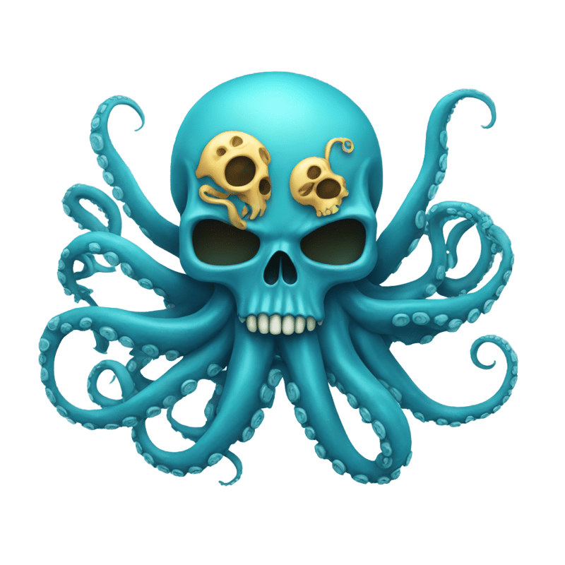 Blue skull with 4 tentacles and octopus