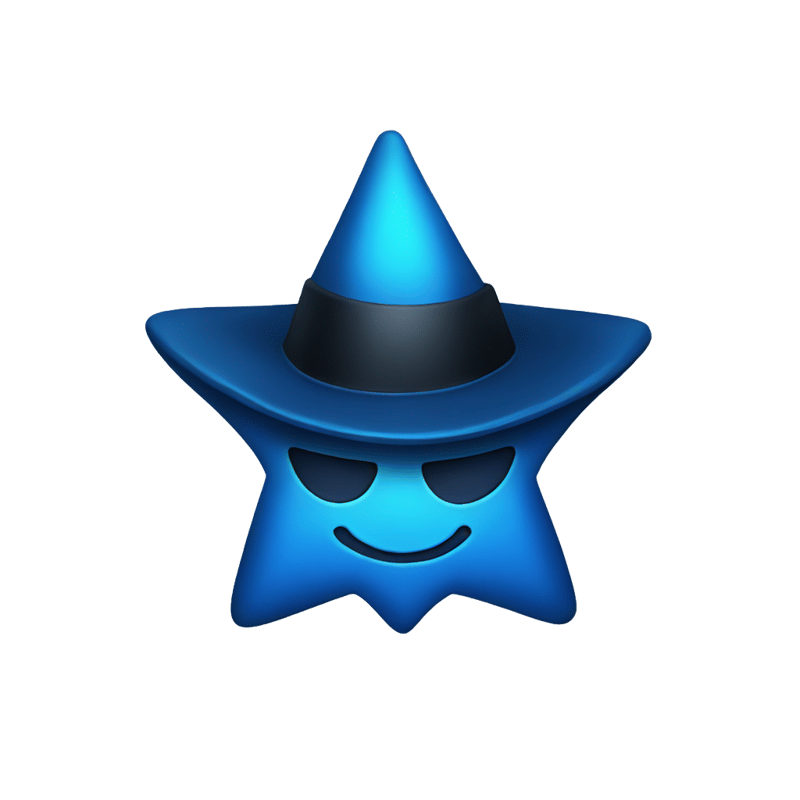 Blue star with a top hat on