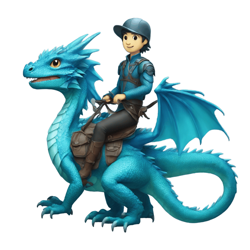 Blue water dragon with a rider