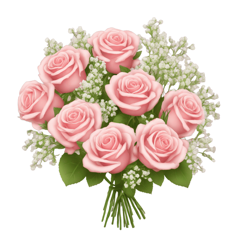 Bouquet of roses with baby’s breath