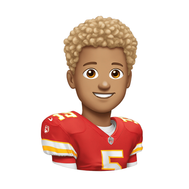 Boy with blonde hair next to Patrick mahomes