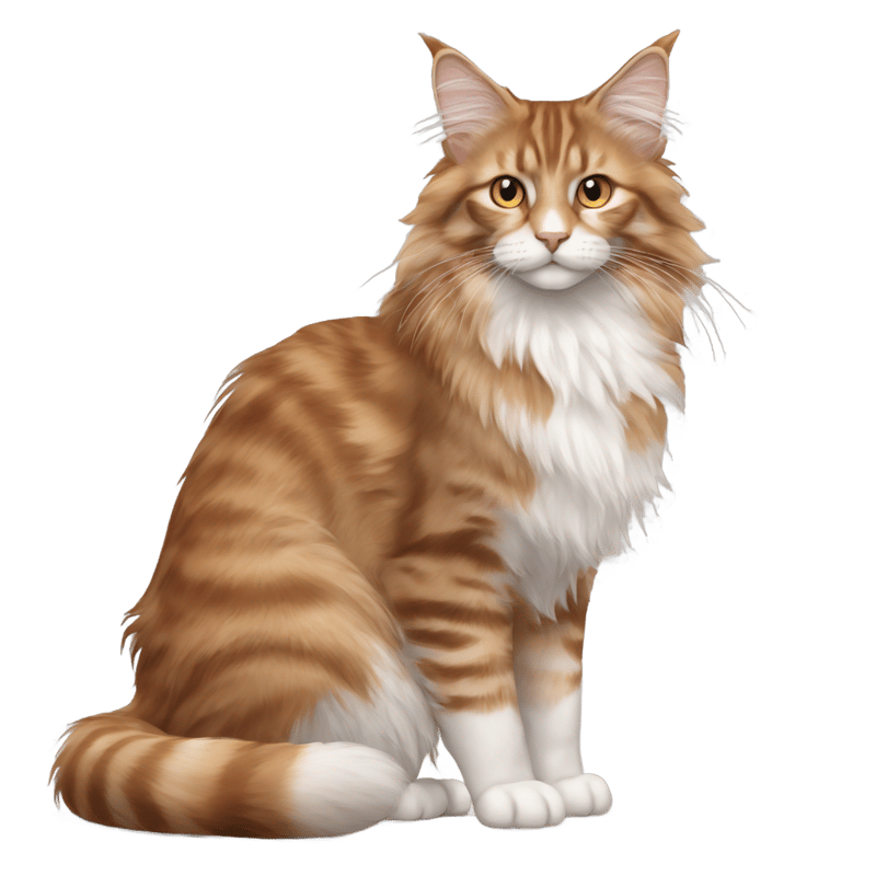 Brownish-orange and gray tabby mainecoon turkish angora