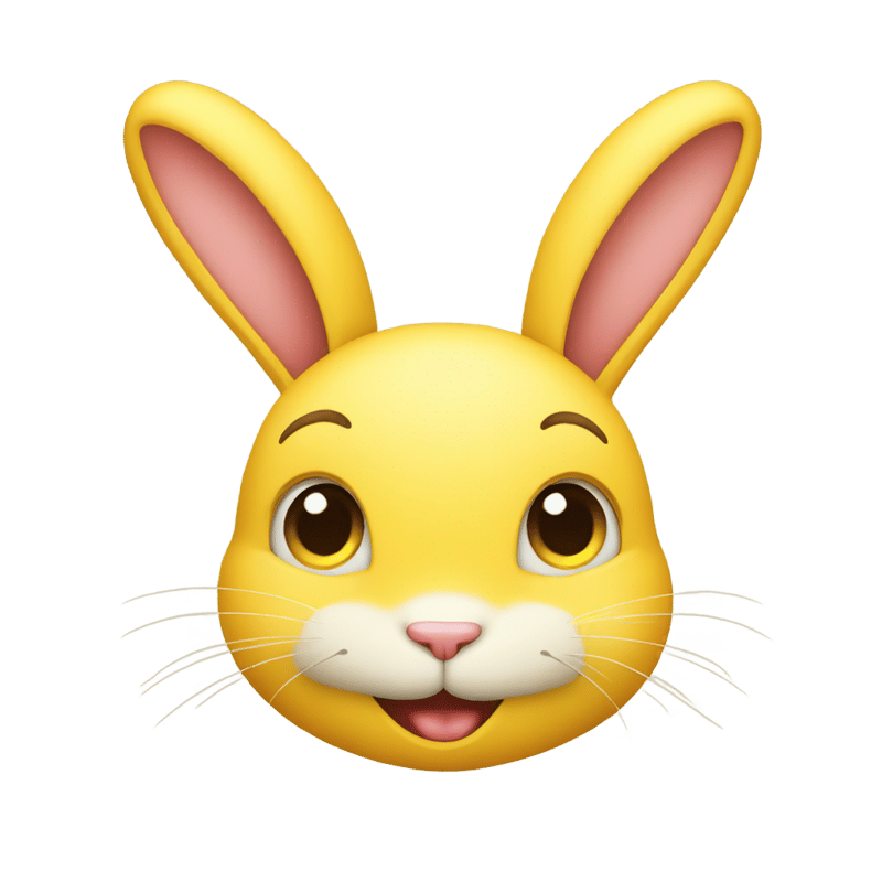 bunny on yellow emoji smirk face