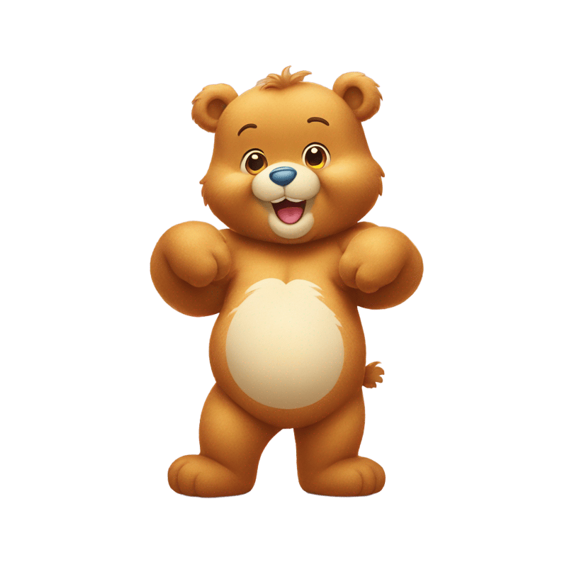 Care Bear with a smiley face on his belly.