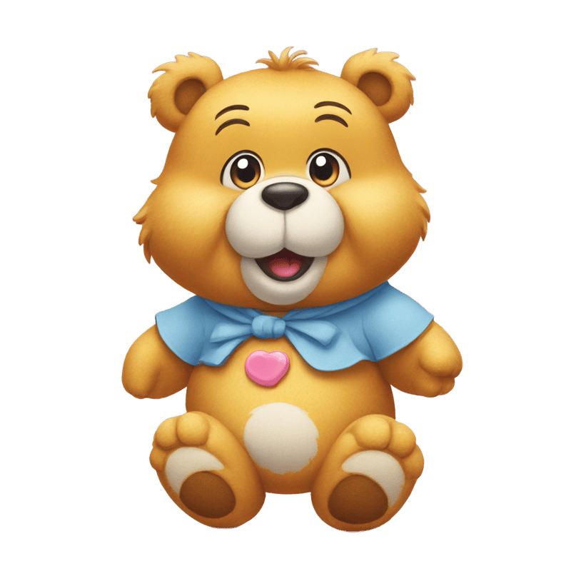 Care Bear with a smiley face on his belly.