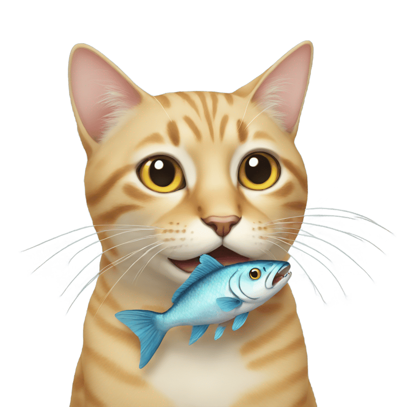 Cat with fish in mouth