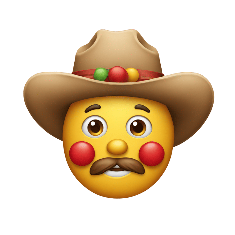 Clown emoji with cowboy emoji hat