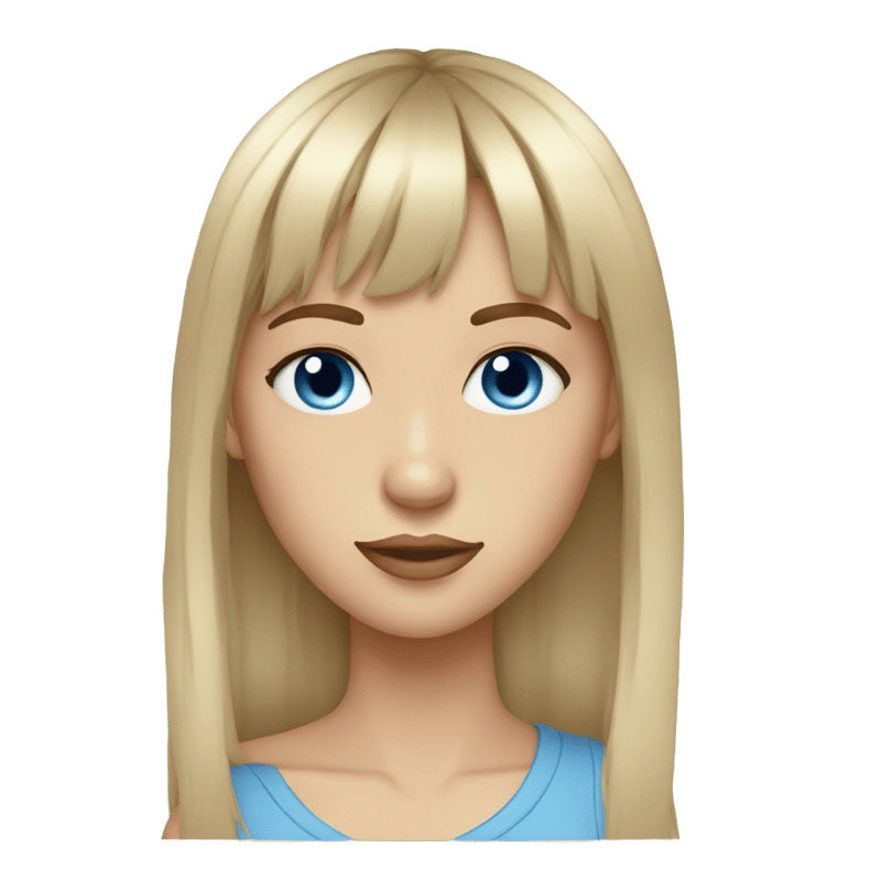 Cool girl blue eye long hair bangs