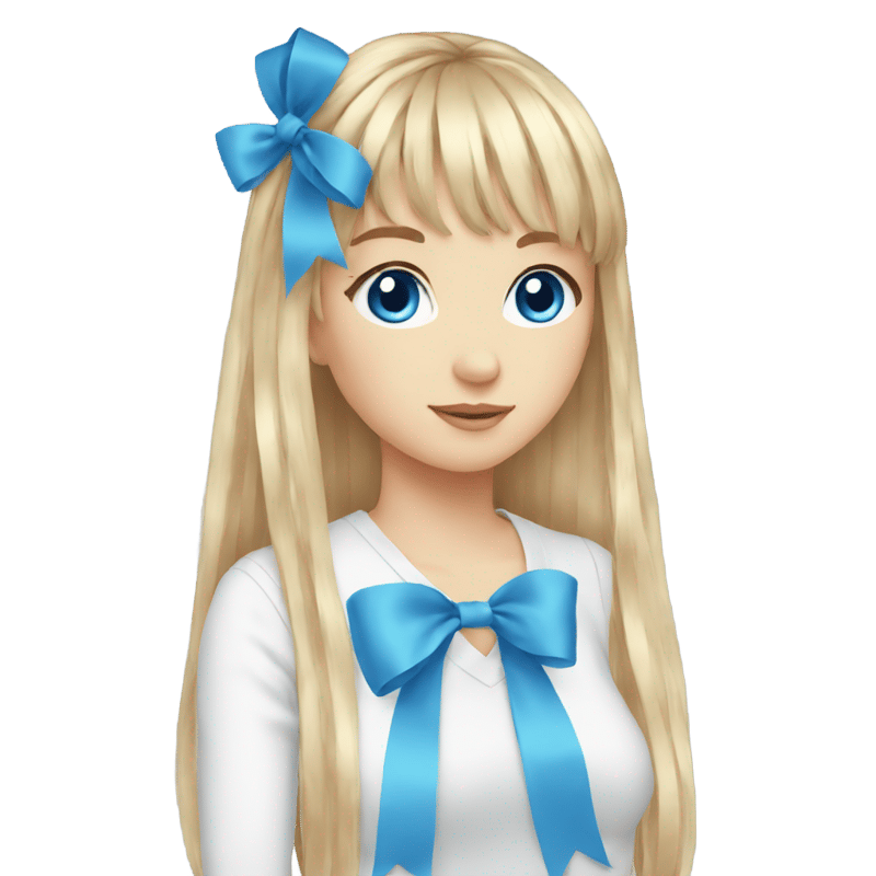 Cool girl ribbon long hair blue eyes bangs