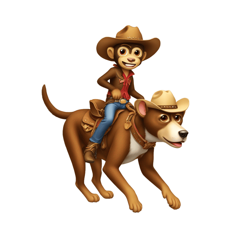 cowboy monkey riding a dog