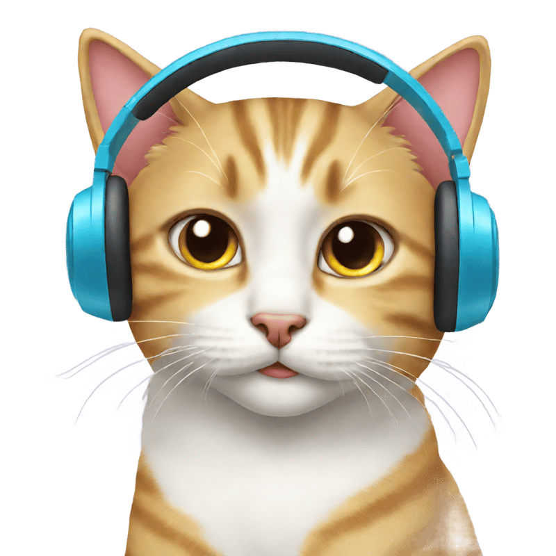 cute cat with headphones on