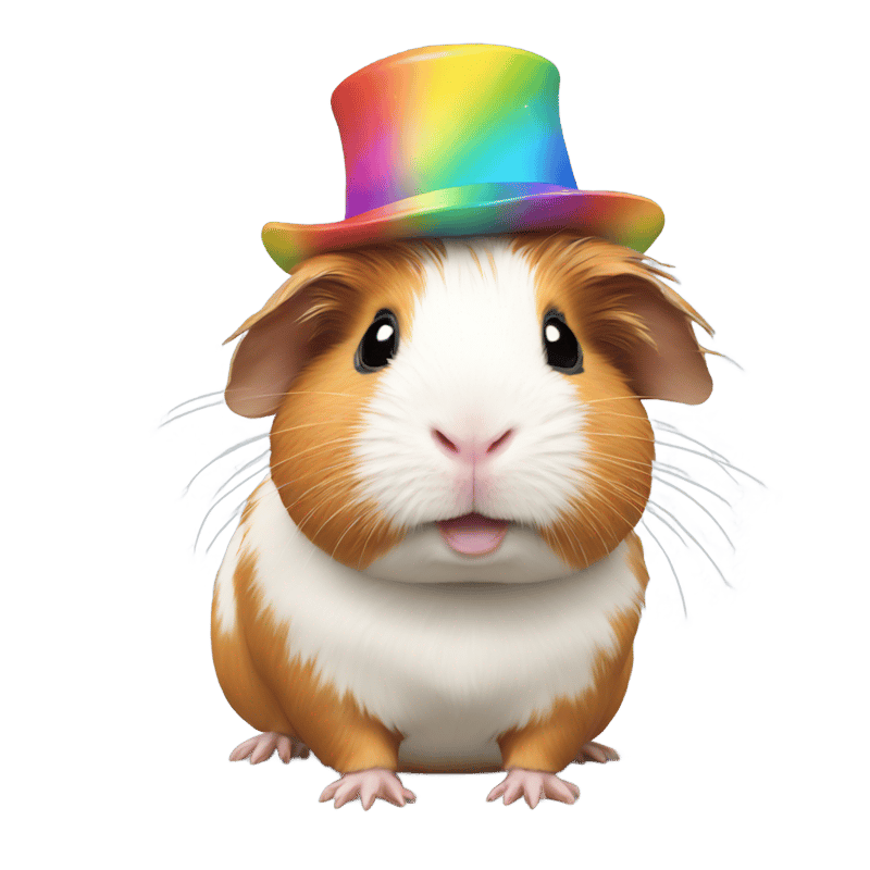 Cute guinea pig with rainbow hat