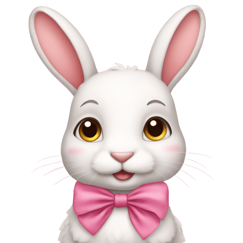 cute rabbit wearing a pink dress and bow between her ears