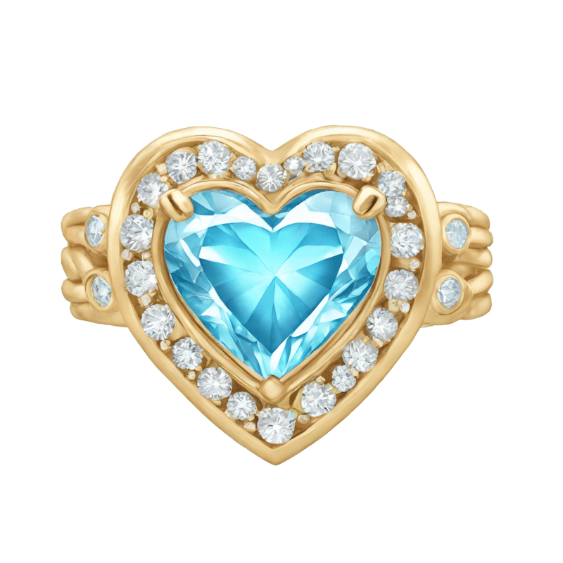 Diamond ring light blue heart