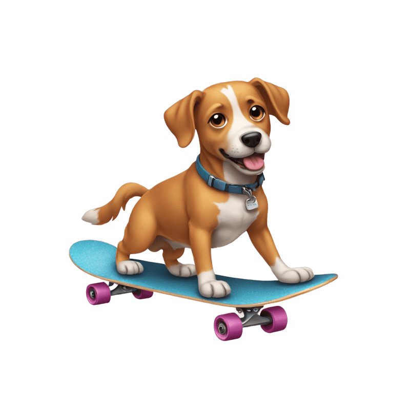 Dog on a skateboard