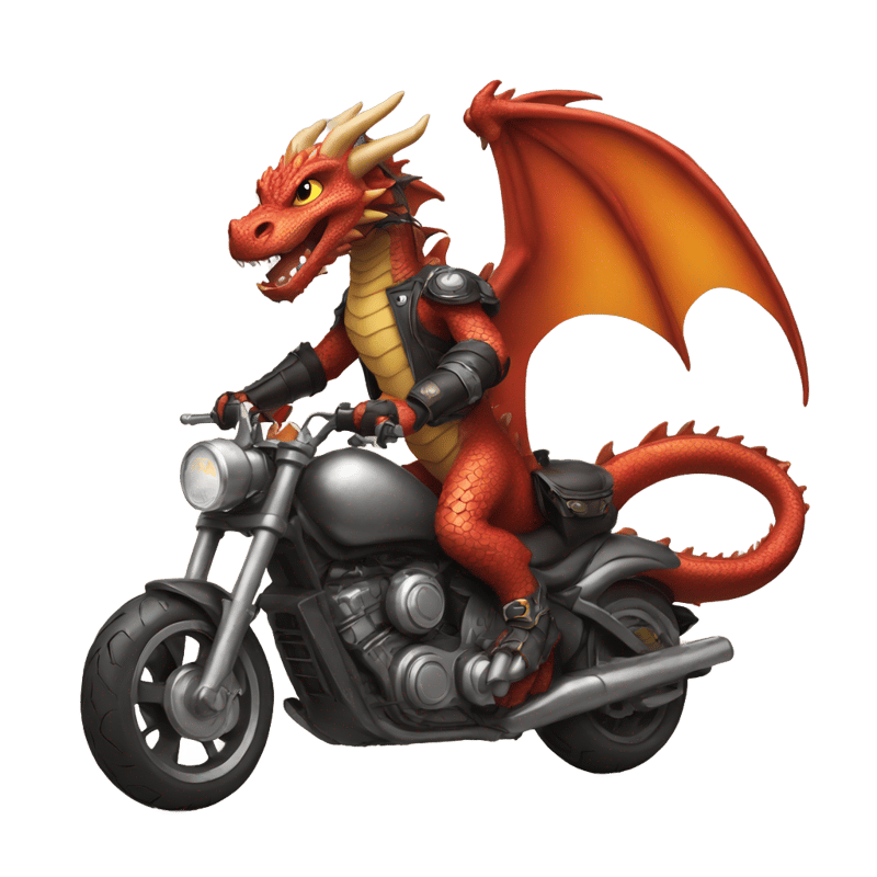 Dragon riding a motorcyle