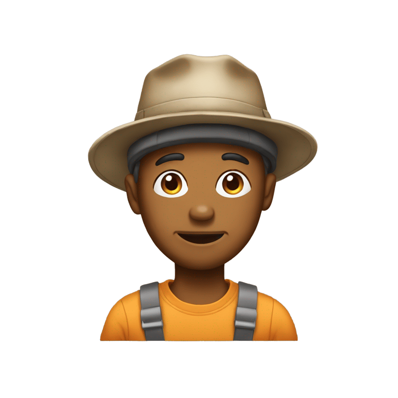 Draw a brown silly man with a bucket hat