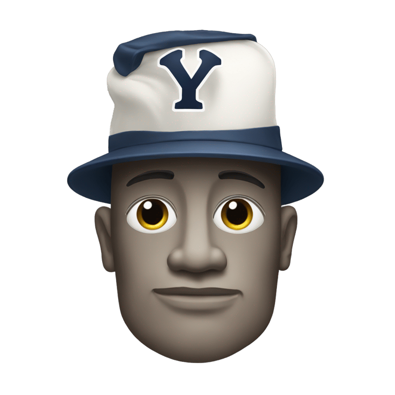 Easter island head wearing Yankees hat