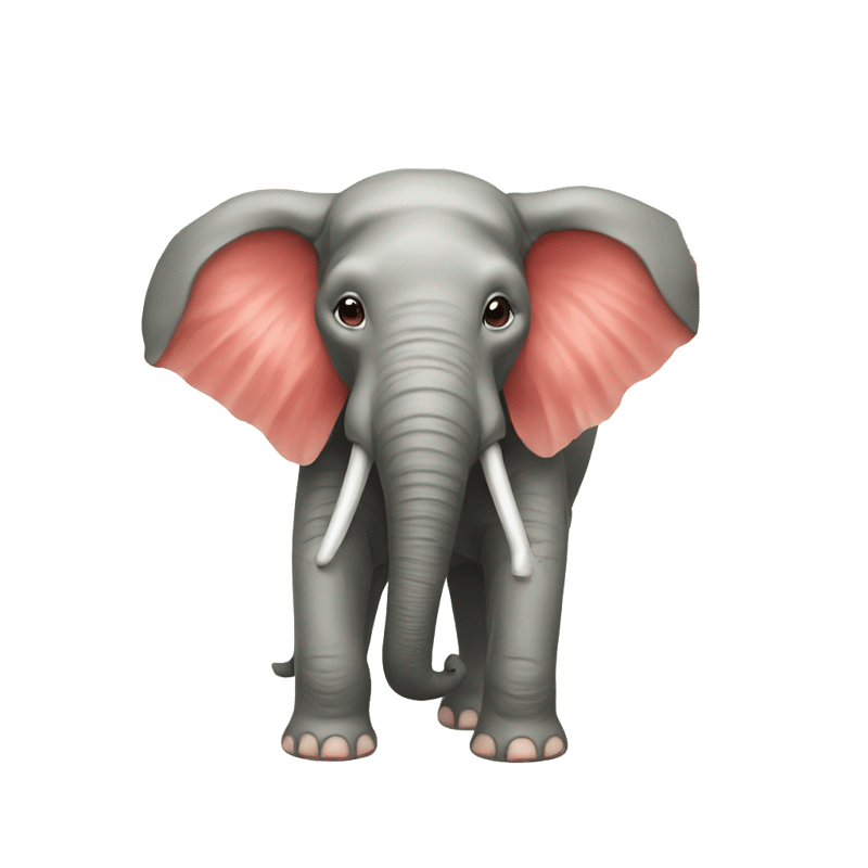 Elephant with skin like a strawberry and leaves on head