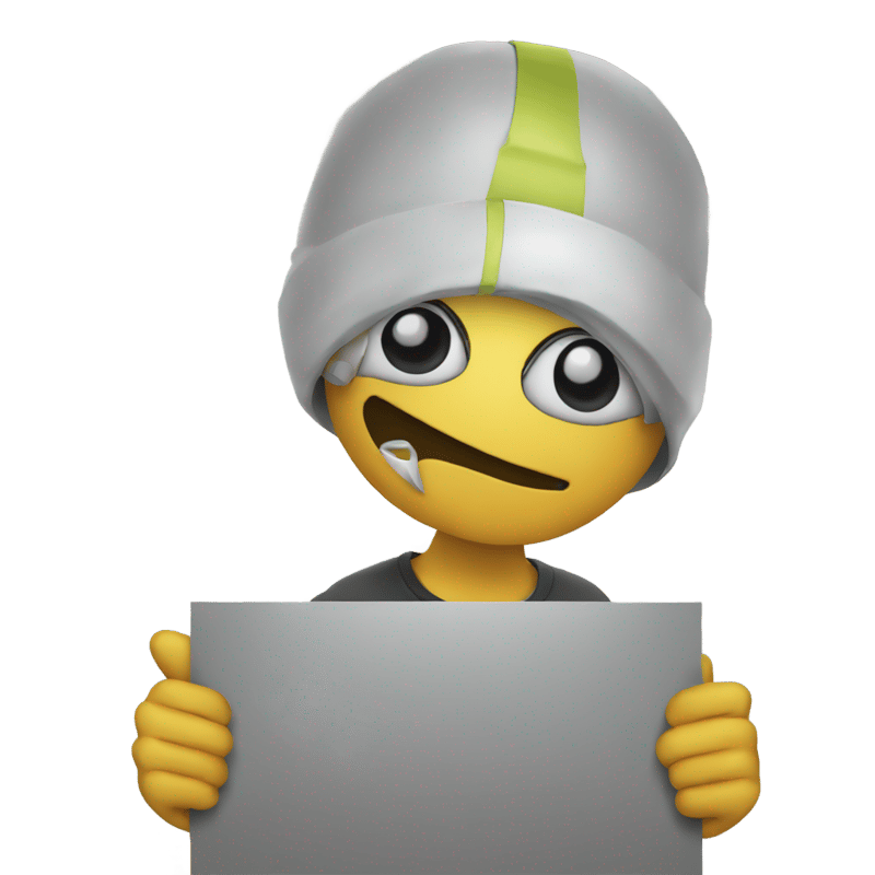 Emoji holding sign that says “busy”