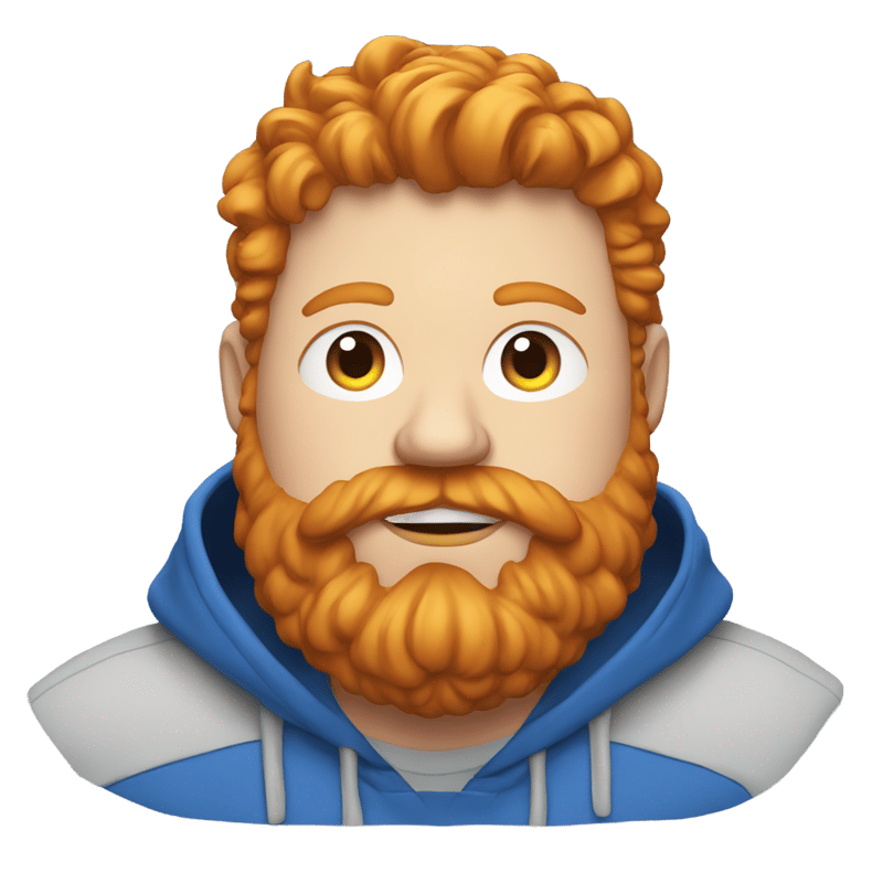 Fat Ginger Gamer with a big beard and a blue hoodie