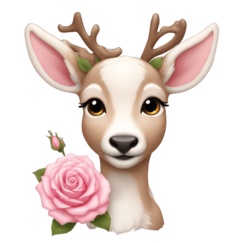 Female reindeer cub with a light pink rose on her ear