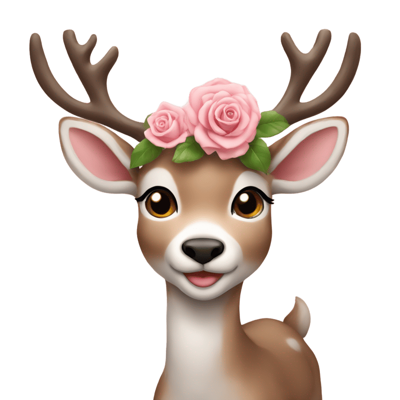 Female reindeer cub with a light pink rose on her ear