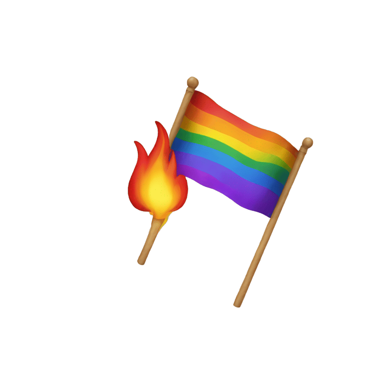 Flaming rainbow flag emoji