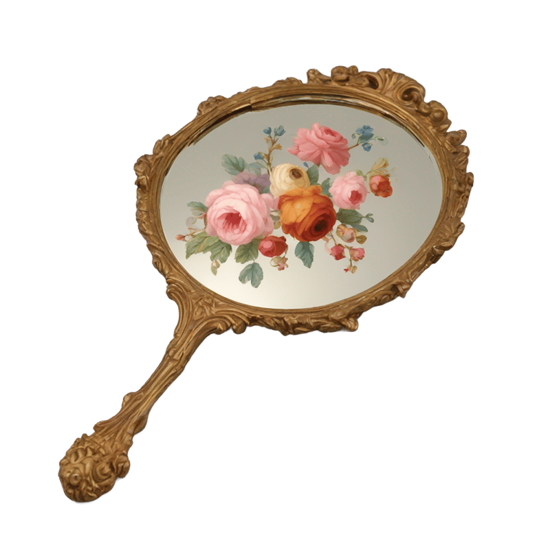 floral rococo vintage hand mirror