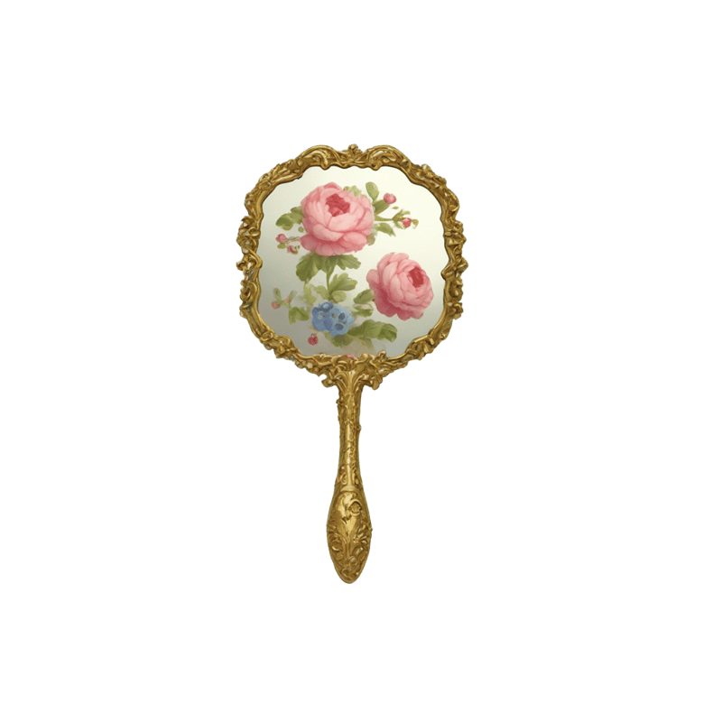 floral rococo vintage hand mirror