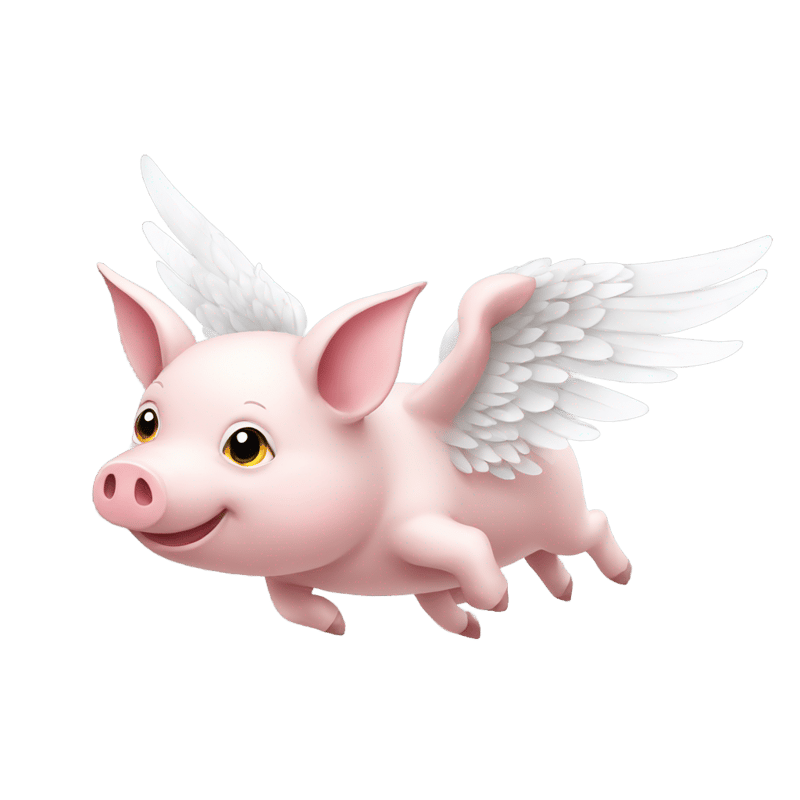 Flying pig with white wings