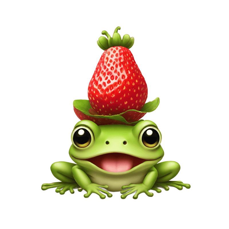 Frog with strawberry hat