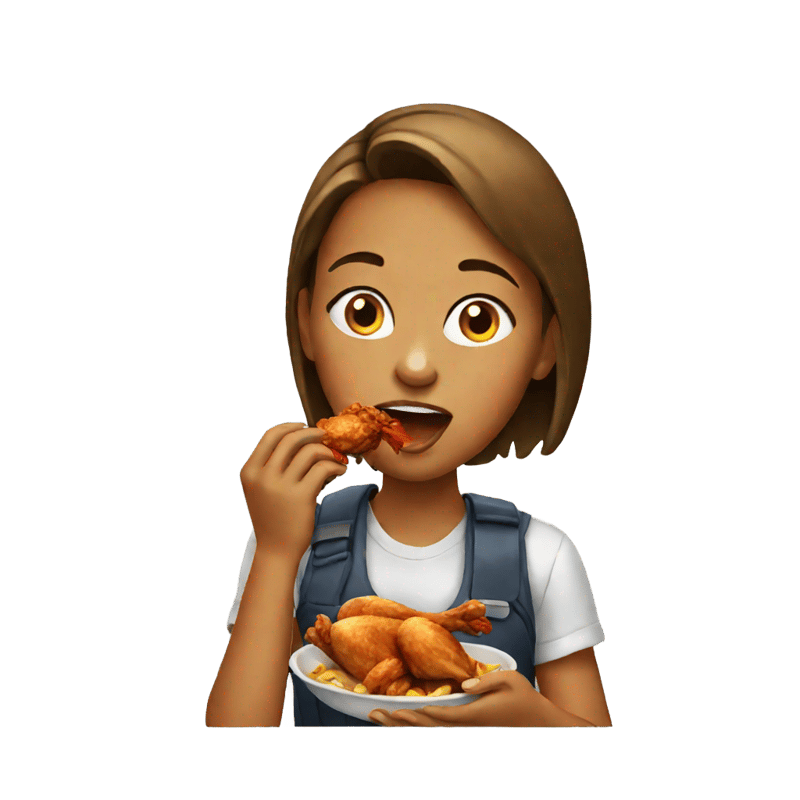 girl eating fired chicken