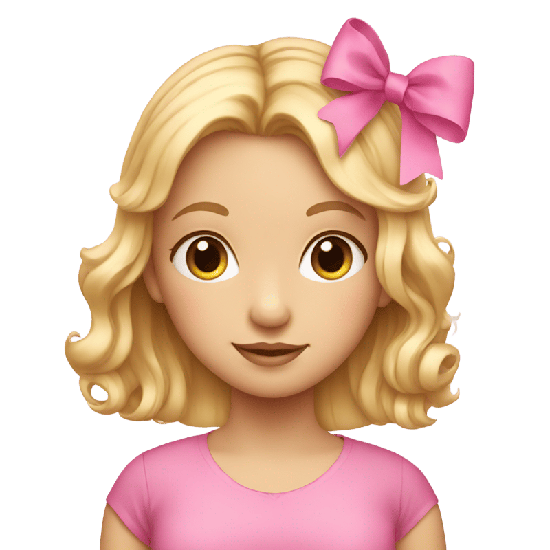 girl with a pink bow and blonde hair