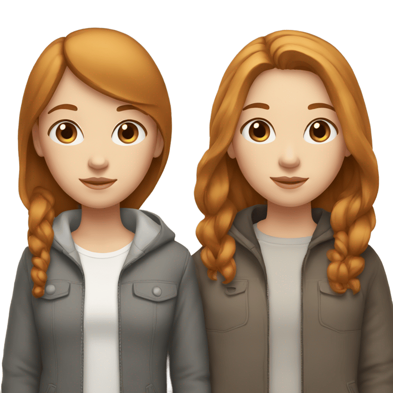 Girl with ginger-brown hair, white skin, gray eyes, standing next to girl with short, straight light brown hair, white skin