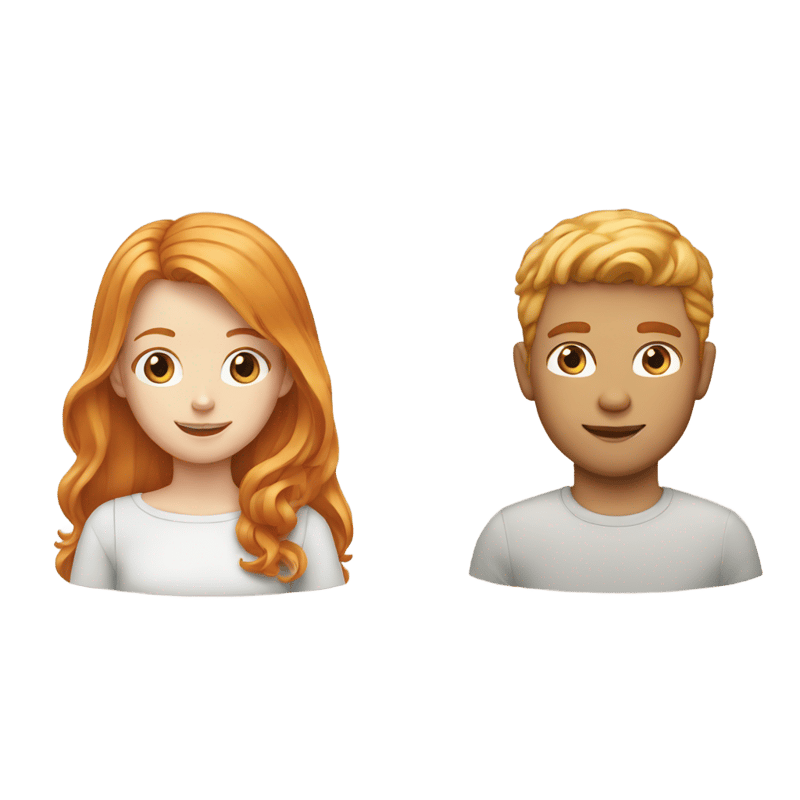 Girl with ginger hair face next to boy with BLONDE hair face