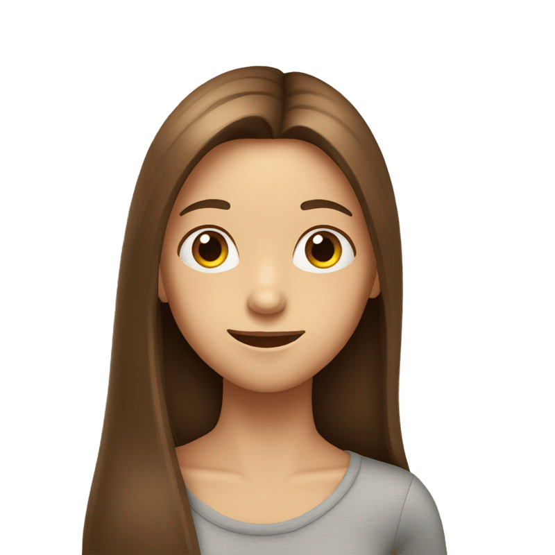 girl with long brown straight hair who is happy and tired