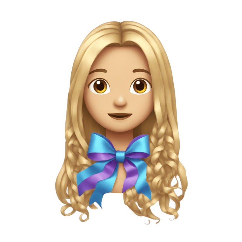 Girl with long hair with ribbons in it