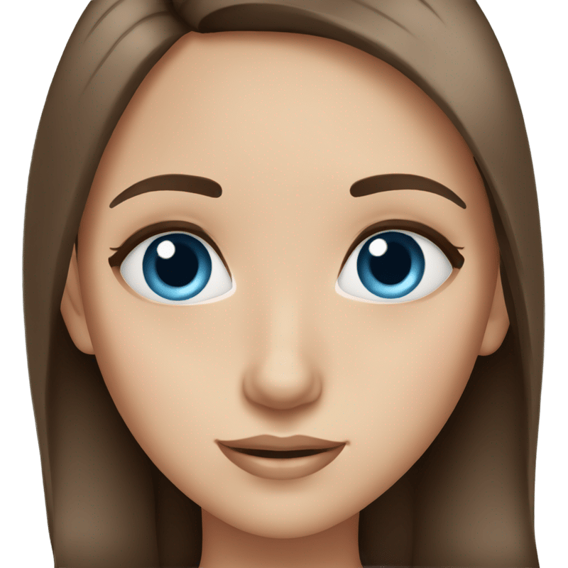 girl with straight brown hair, blue eyes with long eyelashes