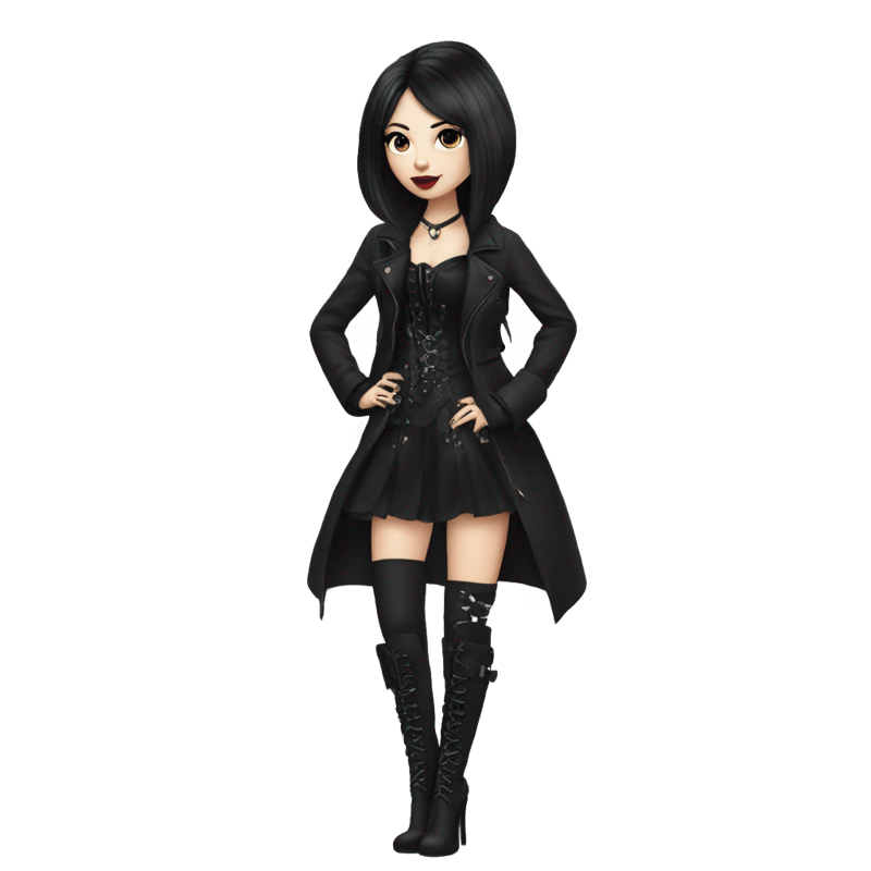 Goth girl wearing high heel boots