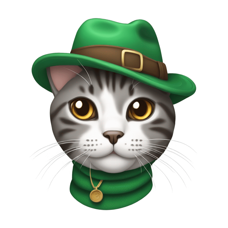 Gray and brown shorthair cat with celtics hat