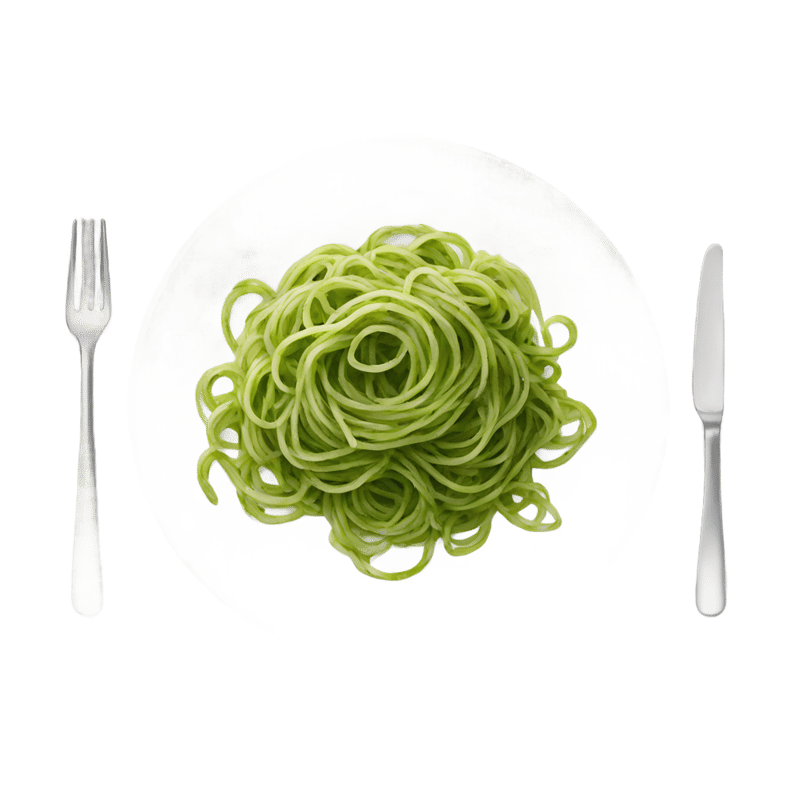 Green pesto spaghetti on a plate