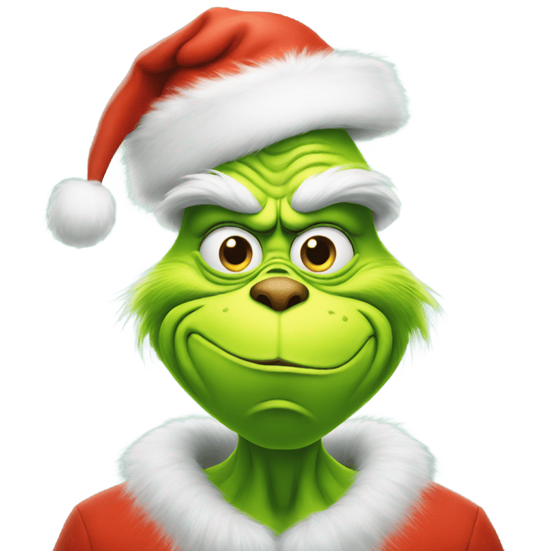 Grinch wearing a Christmas hat