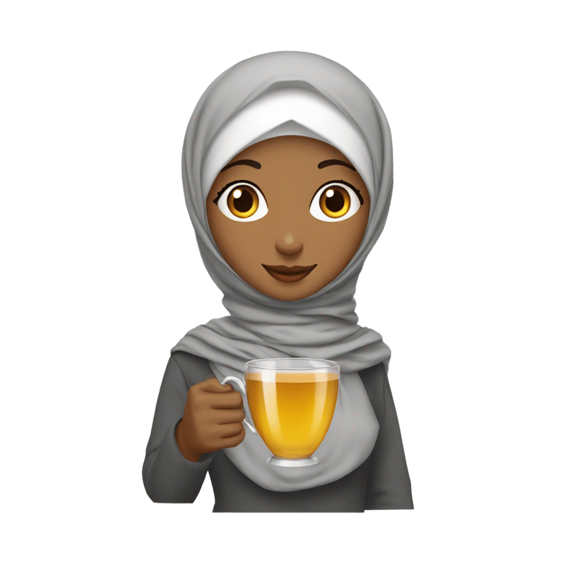 Hijab girl drink tea