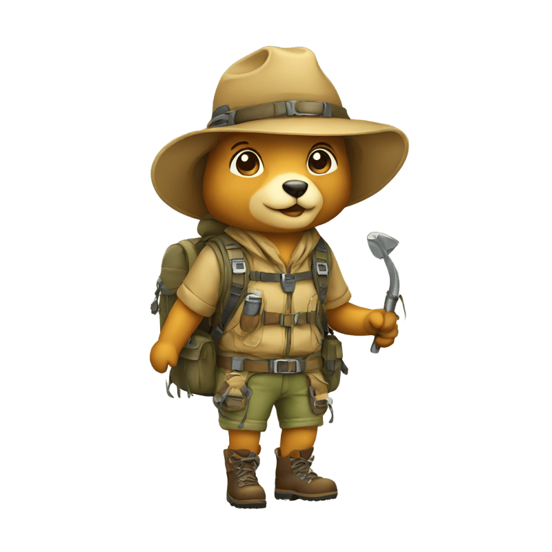 hiker explorer animal wearing clothes