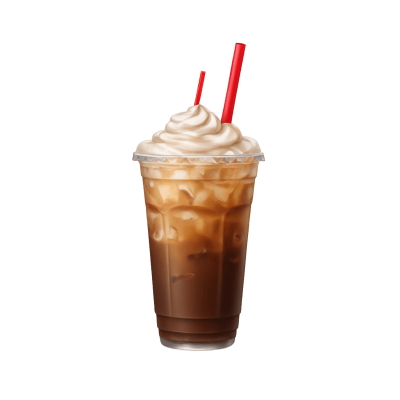 Iced coffee with a red straw and no whipped cream