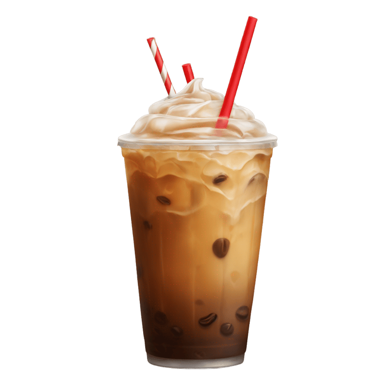 Iced coffee with a red straw and nothing on top