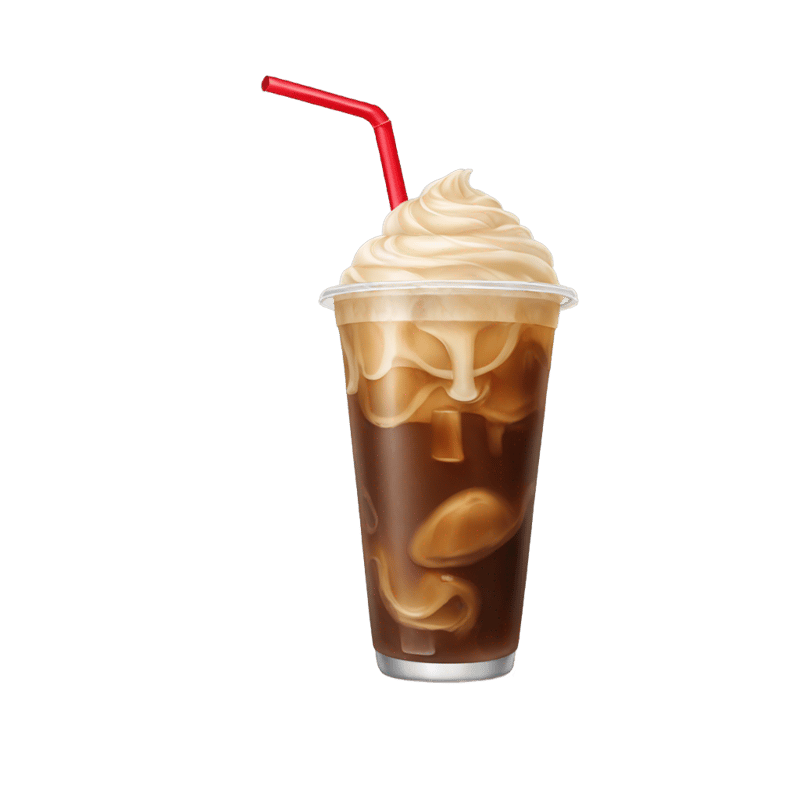 Iced coffee with a red straw